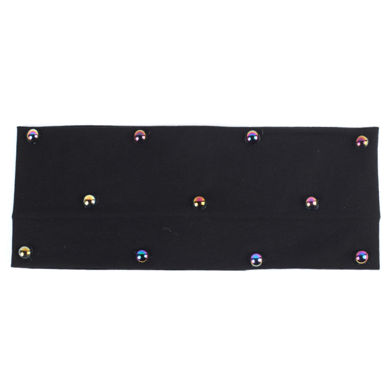 Geebro Frühling frauen Flache Baumwolle Stirnband Regenbogen Farbe Perlen Stirnbänder für Mädchen dehnbar Haarband Turban wickeln: Weiß