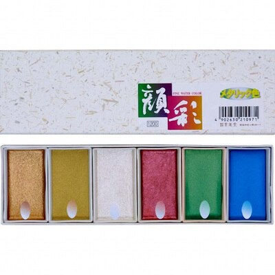 Japan akvareller blæk farve kamæleon vandfarver solid maling kinesiske pigmenter 6 farver esumi metal perle aurora: Metal