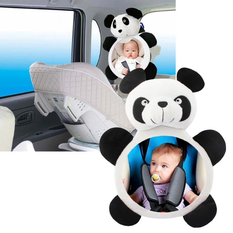 Justerbar bilinredning babyspegel vidsynt spädbarnsstol backspegel härlig panda elefantformade tillbehör