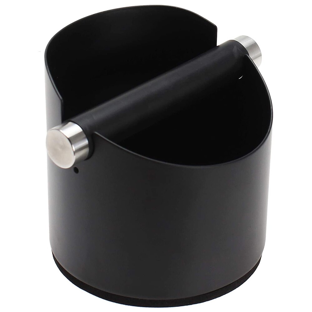 Espresso Knock Box, Stainless Steel Coffee Grounds Knock Box, With Removable Knock Bar and Non-Slip Rubber Base: black