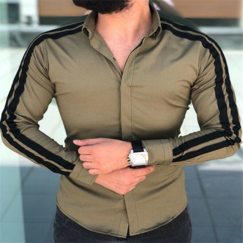 Long Sleeve Mens Shirts Button Up Business Work Smart Formal Plain Dress Top Casual Slim Fit Men Men's Clothing