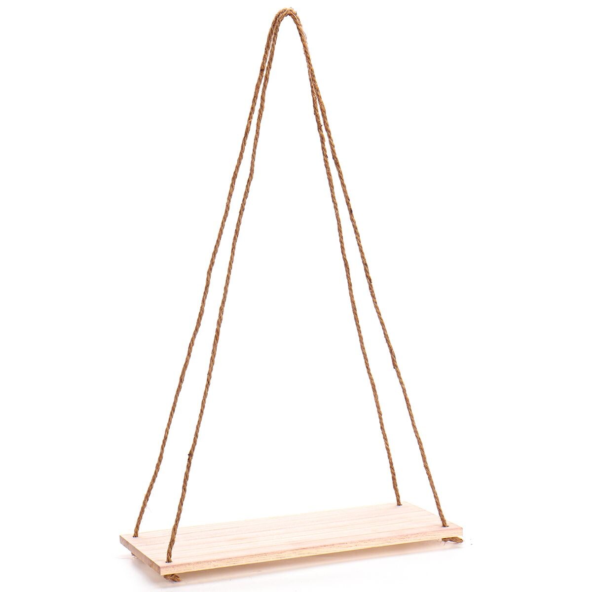 Wooden Wall Shelf Hanging Swing Rope Floating Shelves Jute Rope Hanging Green Plant Display Rack Shelf Organizer DIY Home Decor: Small