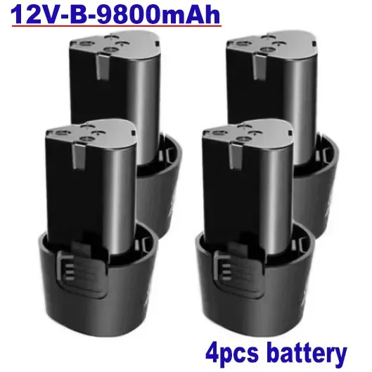 Destornillador eléctrico tipo B 100% Original, batería de carga universal, taladro eléctrico, batería de iones de litio, 12V, 9800mAh: Azul