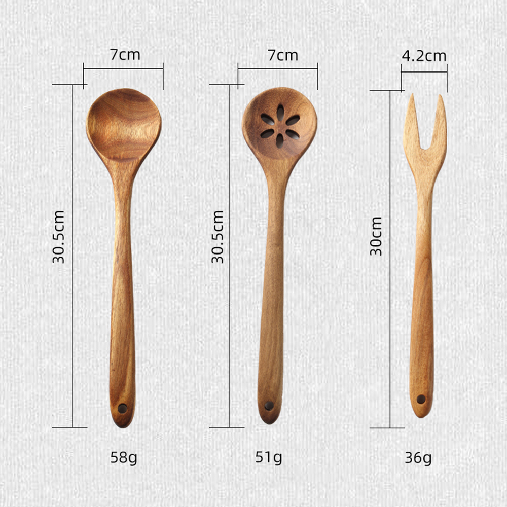 Cooking Tools Acacia Wood Kitchen Accessories Cooking Household Kitchen Non-stick Wooden Spatula Colander Wooden Set 1/5pcs