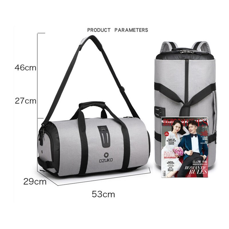 OZUKO-sac de voyage de grande capacité pour hommes, costume multifonction, stockage de bagages à main, sac fourre-tout étanche avec porte-chaussures