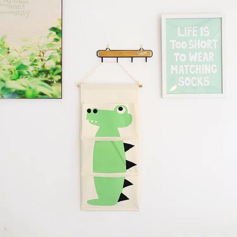 Sac de rangement suspendu à trois couches, sac suspendu mural pour recevoir un sac suspendu après la porte, sac en tissu: crocodile