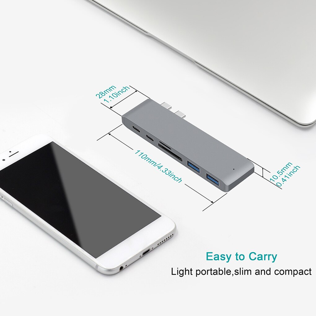 6 in 1 Typ C HUB Adapter USB Lade SD/TF Kartenleser Ersatz für mac buch pro 16 17 18
