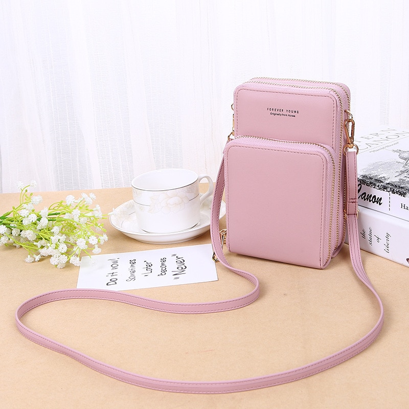 SMOOZA Crossbody komórek torba na telefonu na ramię torebka na telefon moda codziennego użytku posiadacz karty Mini letnia torba na ramię dla kobiet portfel: Różowy