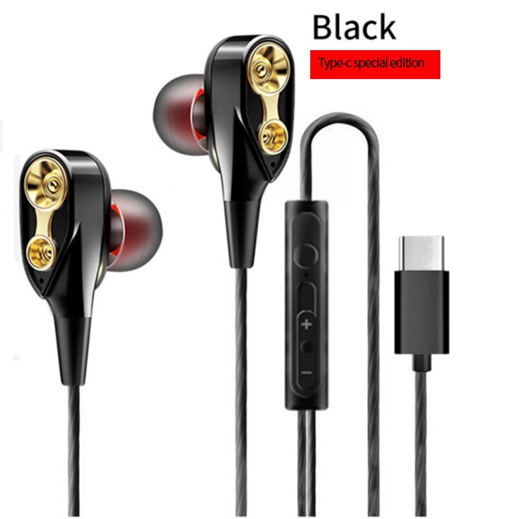 Type C Earphone Metal Super Bass Earbuds Headset With Microphone Fone de ouvido Auriculares for Xiaomi Huawei Mobile Phones