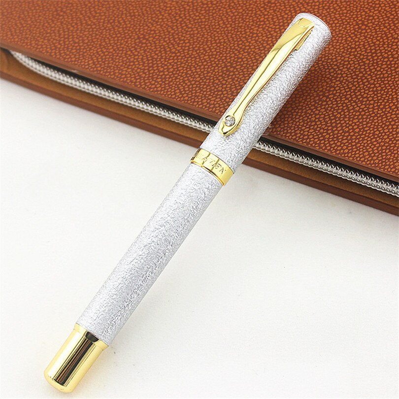 Frosted silver Diamond Gold clip Fountain Pen luxury office ink pen 0.5mm nib pen