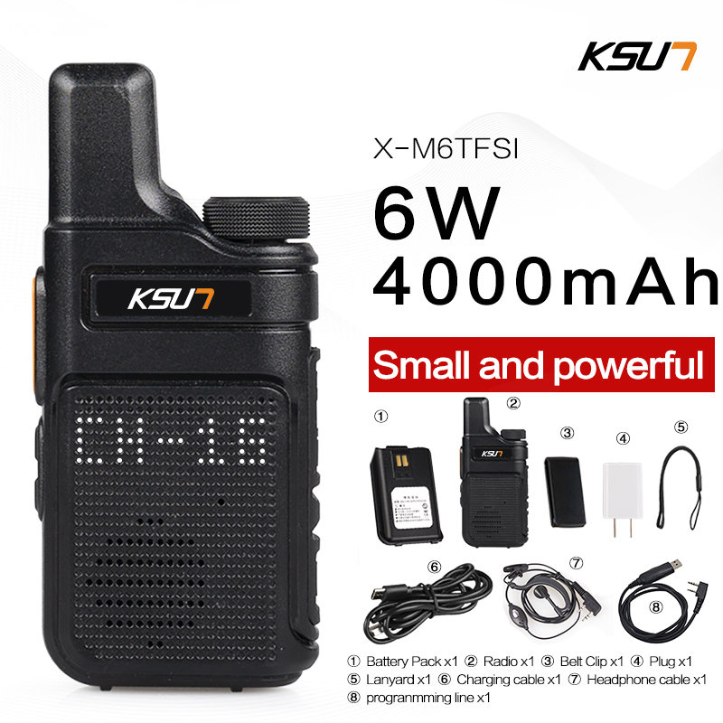 KSUN-Mini Walkie Talkie portátil, Radio de dos vías, de M6, PMR 446: 1PCS M6  and cable