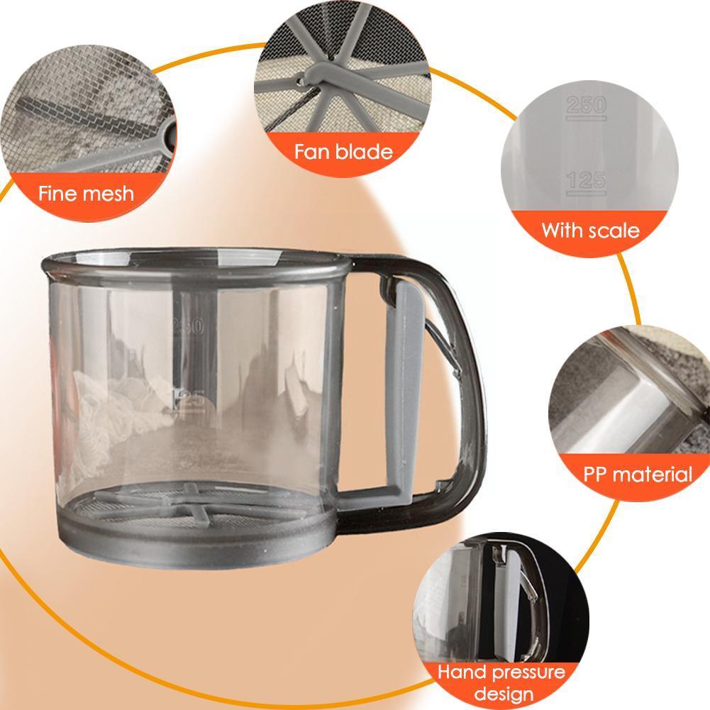 Handheld Flour Sieve Kitchen Multi-purpose Semi-automatic Flour Sieve Cake Kitchen Pastry Baking Convenient Tools Accessori K1s5