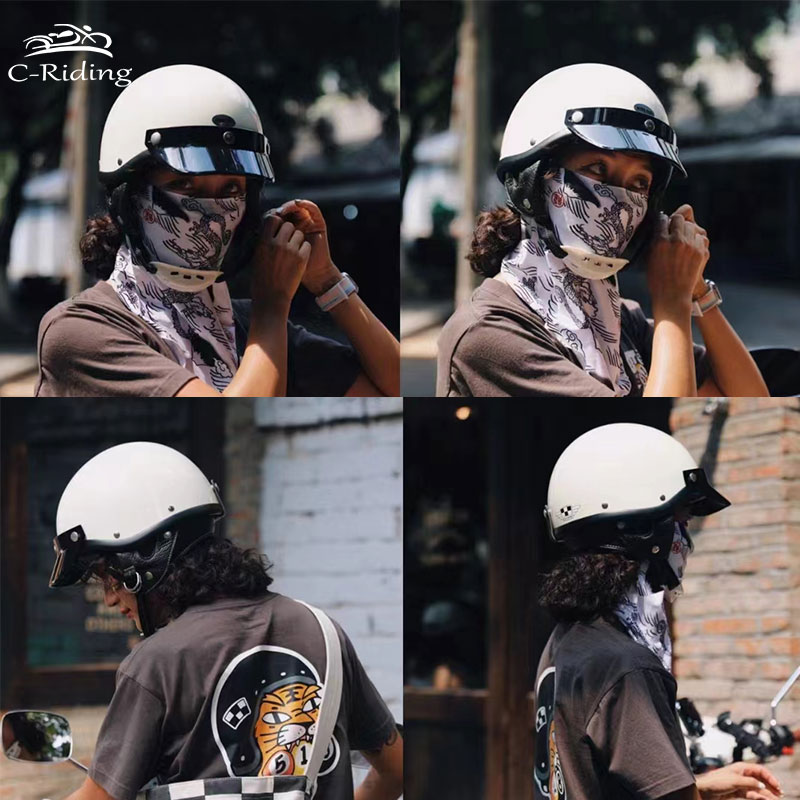 Retro Motorcycle Half Helmet Man Women Casco Moto Motocross Safety Cap Four Seasons Japanese Electric Motorbike Open Face Helmet