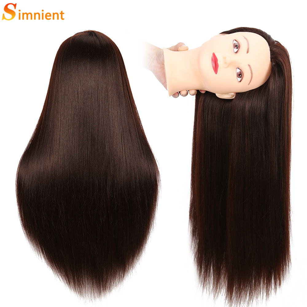 Mannequin Head 100% Synthetic Hair Hairdresser Training Head With Stand Manikin Cosmetology Doll Head For Braiding Styling