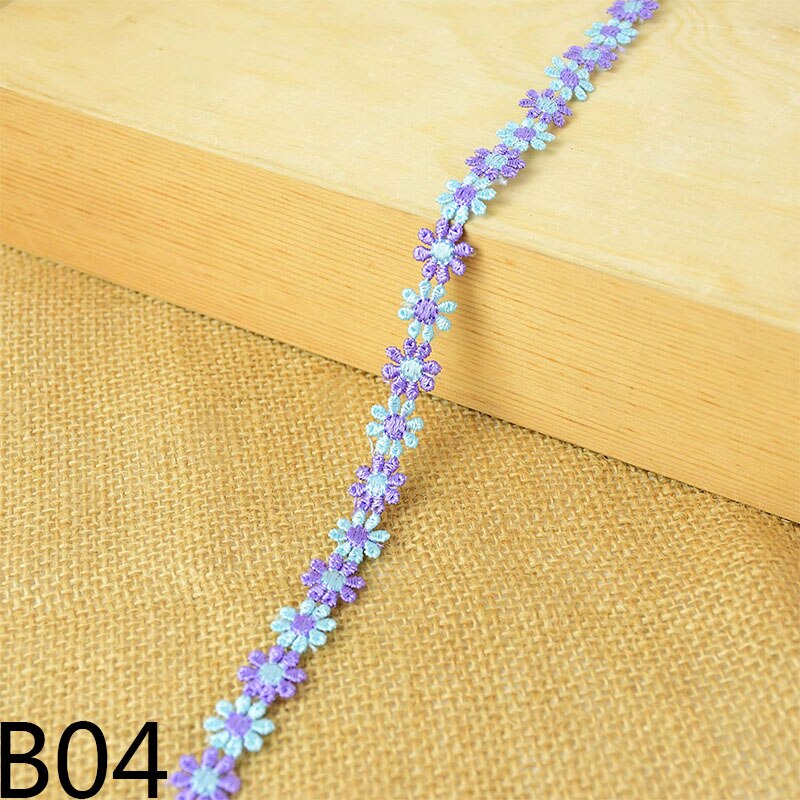 3 yards 12mm broderi lille marguerit bånd rulle polyester blomst blonder stof trim til gør-det-selv tøj syning håndværk tilbehør levering: B04