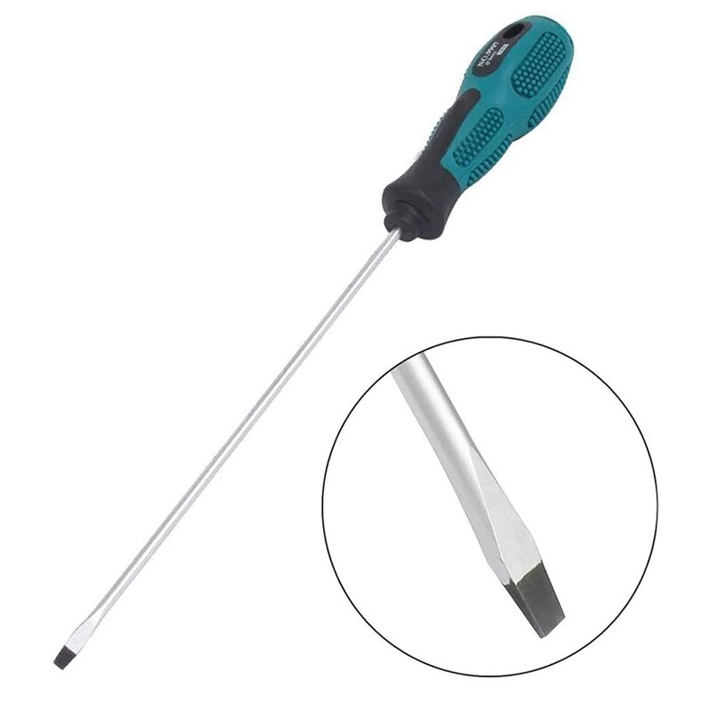 -2 Packs 12 Inches Long Slotted and Phillips Screwdriver Flat Blade Screwdriver Magnetic Screwdriver with Rubber Handle