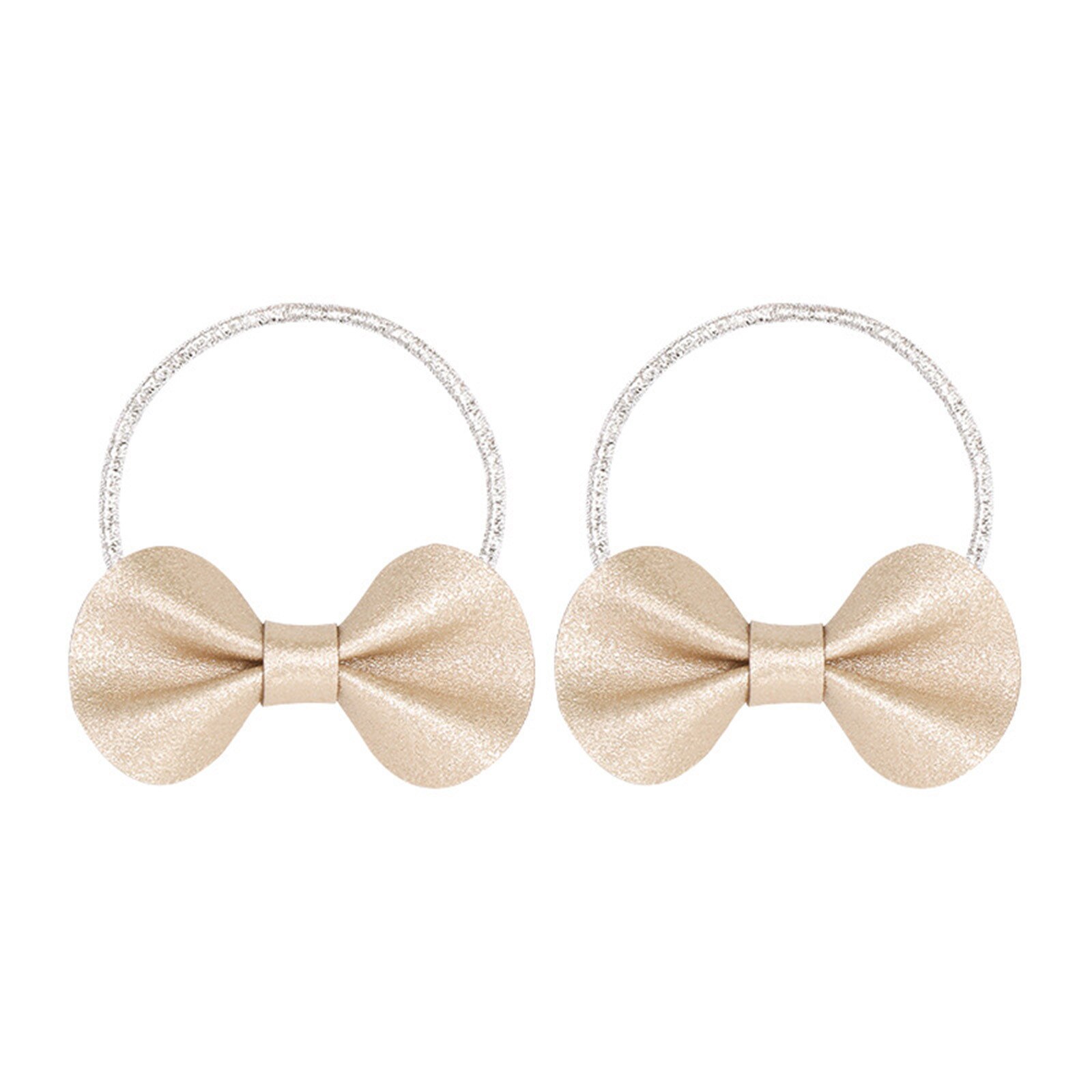 1 Paar Glittery Baby Hair Bows Kids Kleine Haar Stropdas Chouchou Baby Hoofdbanden Shiny Elastische Haarbanden Voor Meisjes Baby Haar accessoires: Beige