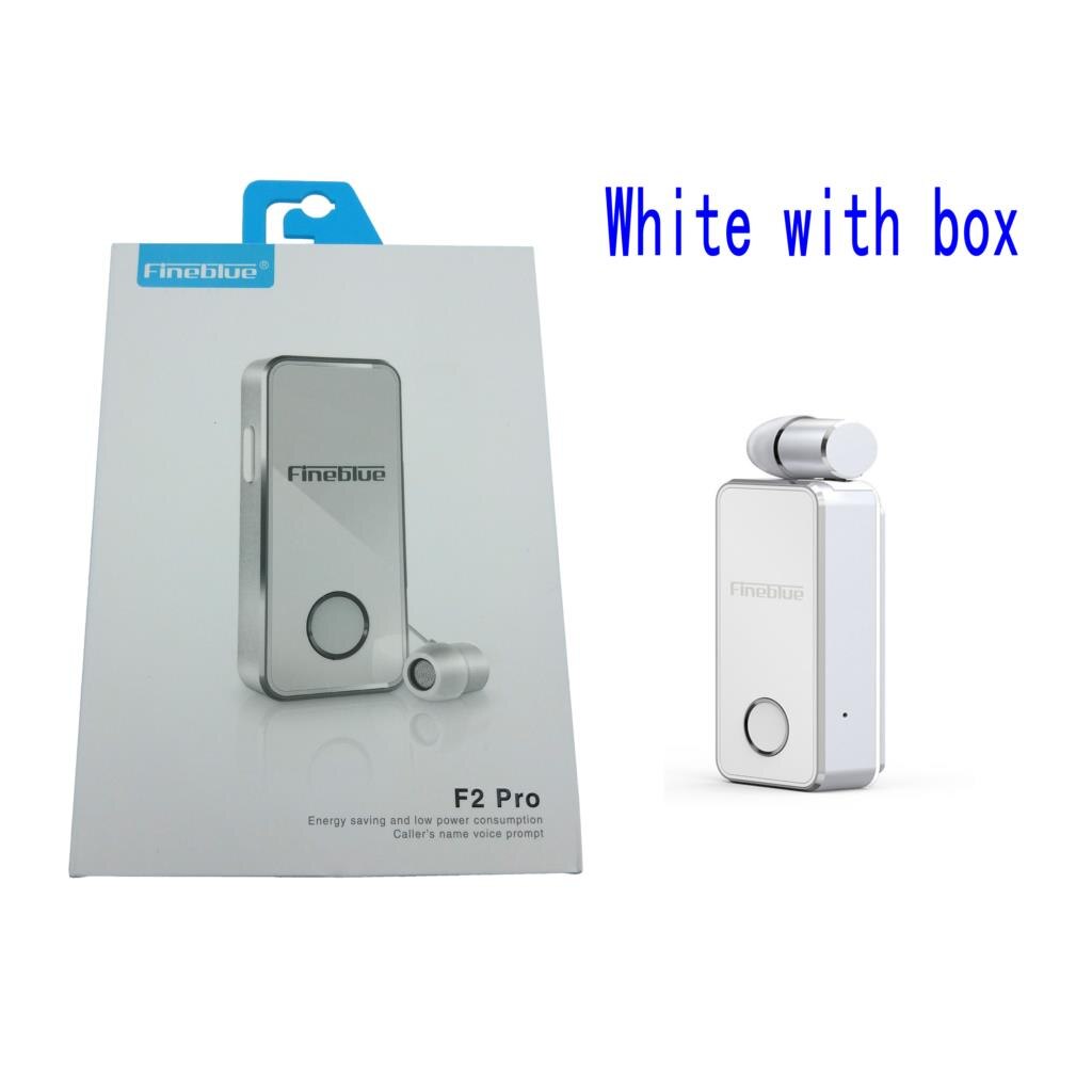 Fineblue F2 Pro Bluetooth 5.0 Earphone Easy to Pair aluminium alloy Stereo Handsfree retractable headset noise canceling F920: WHITE ADD BOX