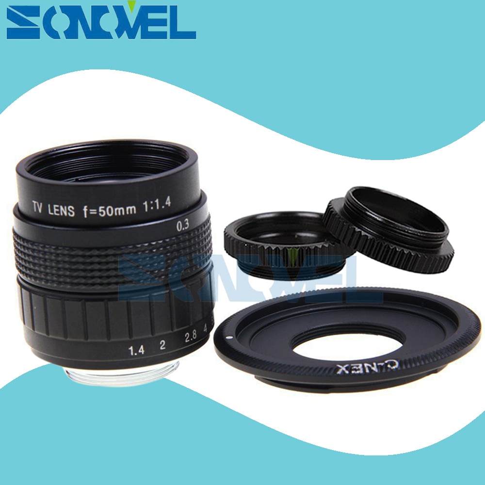 50mm F1.4 CCTV Téléfilm lentille + Monture C + bague Macro pour Monture Sony E Nex-5T Nex-3N Nex-6 Nex-7 Nex-5R A6300 A6100 A6000 A6500 A5000