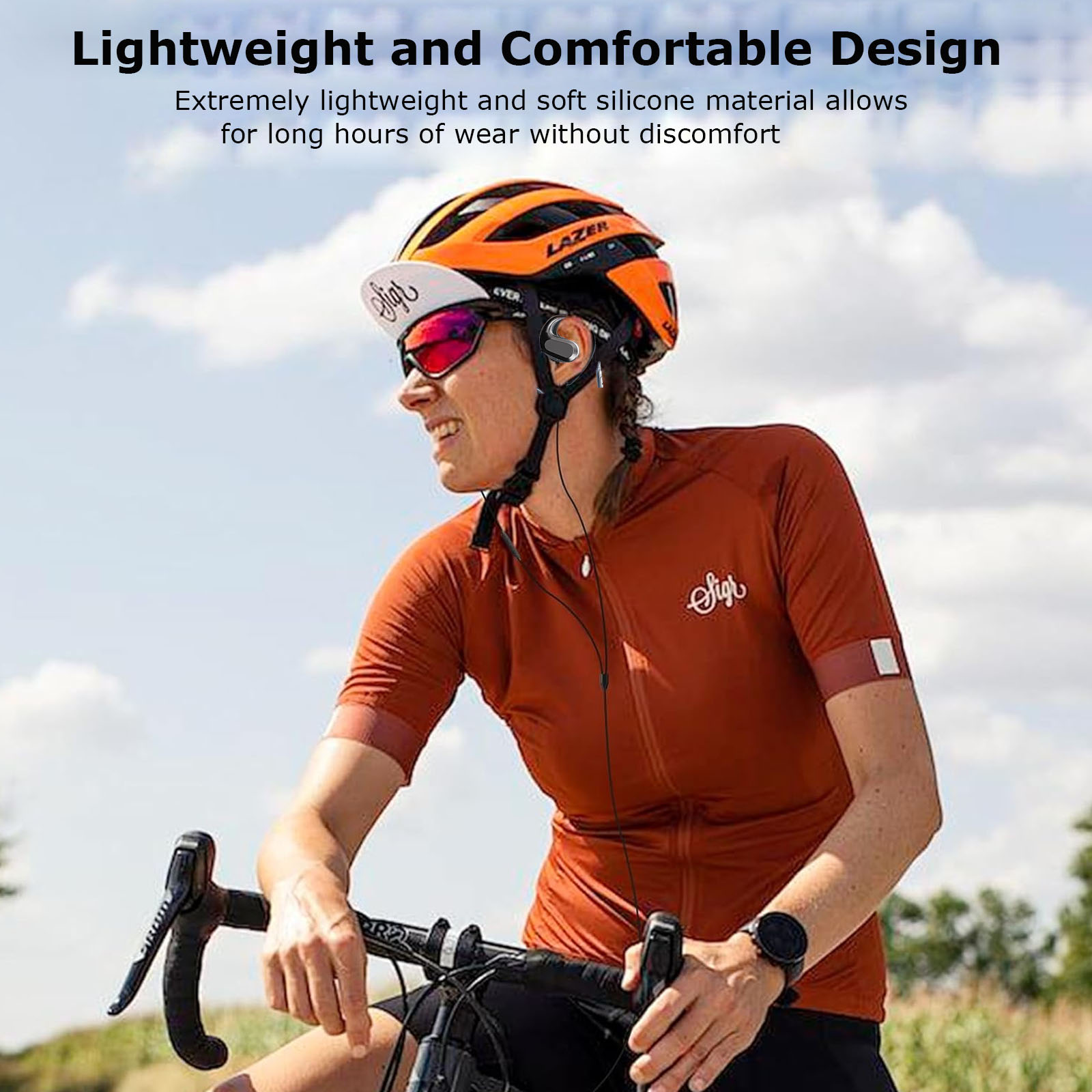 Auriculares con cable de oreja abierta, auriculares de conducción de aire tipo C de 3,5mm, no intrauditivos, deportivos, con micrófono para correr y aprender