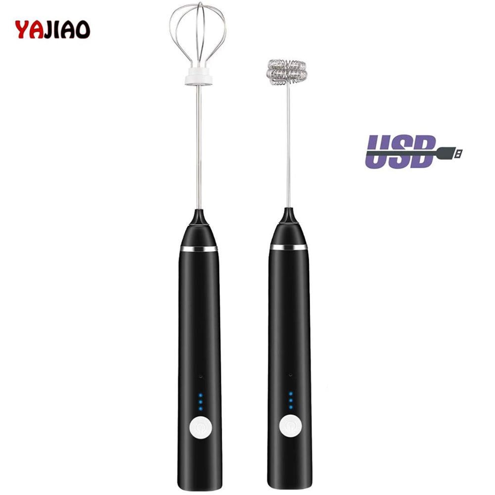 YAJIAO Rechargeable Milk Frother Handheld Electric Foam Maker Stainless Whisk 3 Speed for Coffee Latte with 16 Pcs Art Stencils