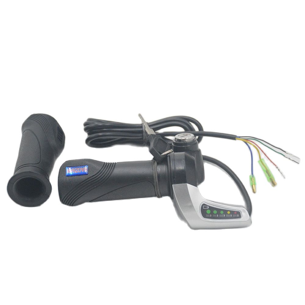 1Pair Electric Bike Bicycle Throttle Speed Adjustment Handle with Key Lock Display Handle Divides Fittings into 24V 36V 48V