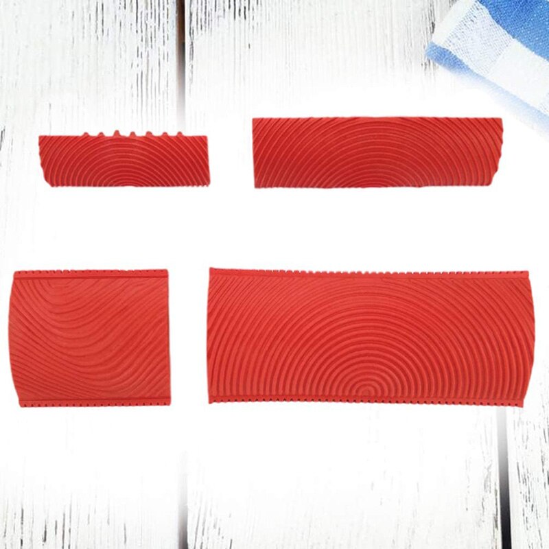 4 stk tre korn verktøy sett gummi tre korn mønster vegg maling verktøy for veggmaleri dekorasjon diy