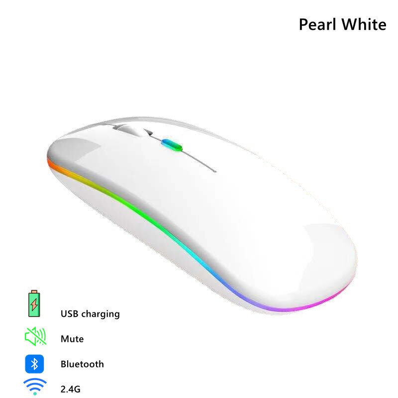 Bluetooth Draadloze 2.4Ghz Muis Usb Optische Muis Oplaadbare Rgb 1600Dpi Muis Computer Ergonomische Gaming Muis Voor Laptop Pc: B2-Bluetooth-2