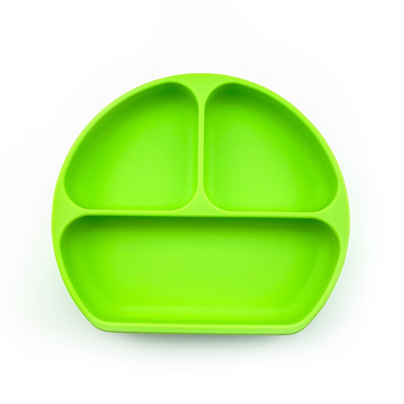 Gioco Della Cucina Del bambino Sorriso Piatto Da Tavola Sorriso Viso Del bambino impostato Da Tavola per Bambini Piatto di Piatti per Bambini Del bambino Del silicone Ciotola Ventosa: verde