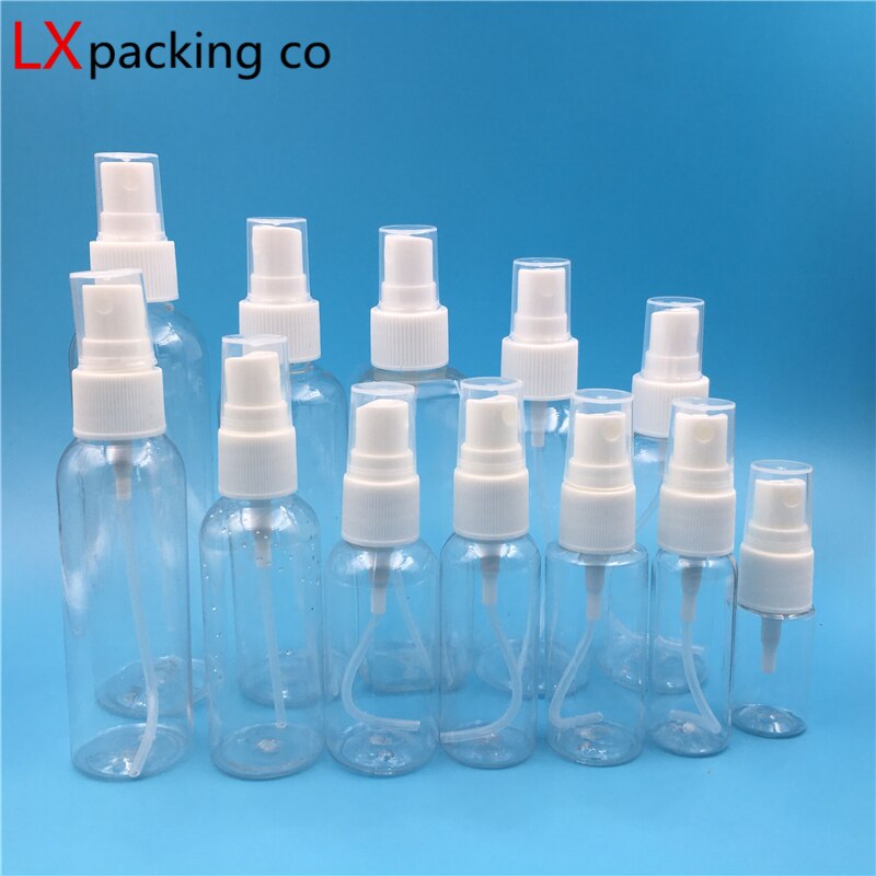 50 stuks 10 60 100 120 150 ml doorzichtige hervulbare plastic spray parfumflesjes lege cosmetische container