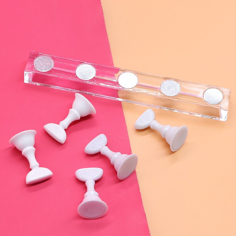 5 Stuks Nail Art Practice Display Stand Schaakbord Magnetische Tips Wit Zwart Praktijk Houder Set Polish Gel Kleurenkaart tool: E