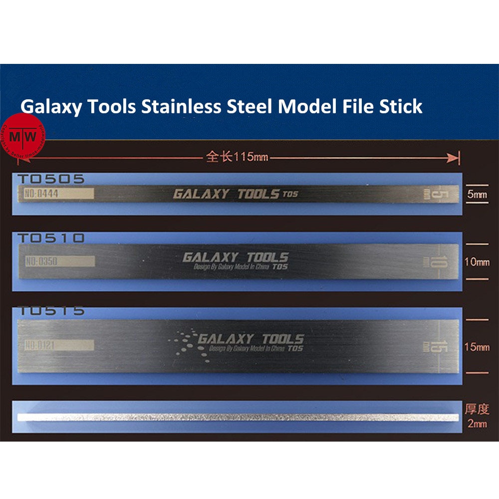 GALAXY Tools-modelo de acero inoxidable, palo de limar, afición artesanal, pulido, modelo de construcción, herramienta de 5mm/10mm/15mm