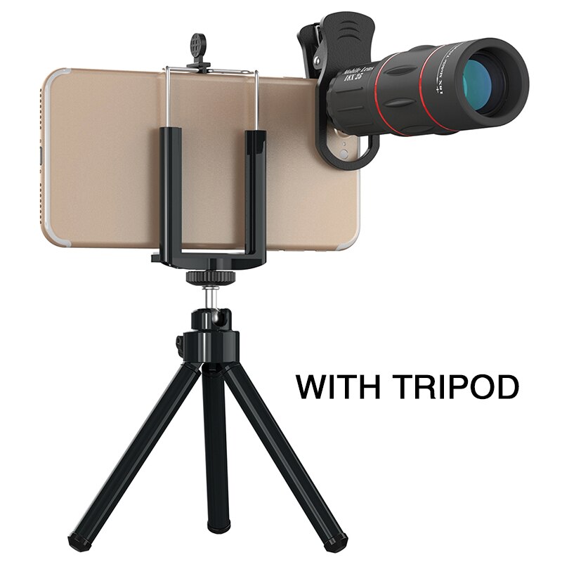 Umfang Teleskop mit Stativ Telefon Clip Professionelle Tele Telefon Kamera Objektiv 18X Monokulare Teleskop Kompakte Versenkbare Zoomen: 02