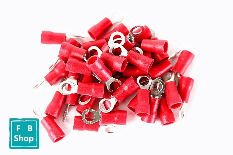 Rvs 1.25-4 rød koldpresset terminal o type cirkulær præisoleret terminal wire kabelsko størrelse 0.5-1.5mm( a.w .g22-16): Rød