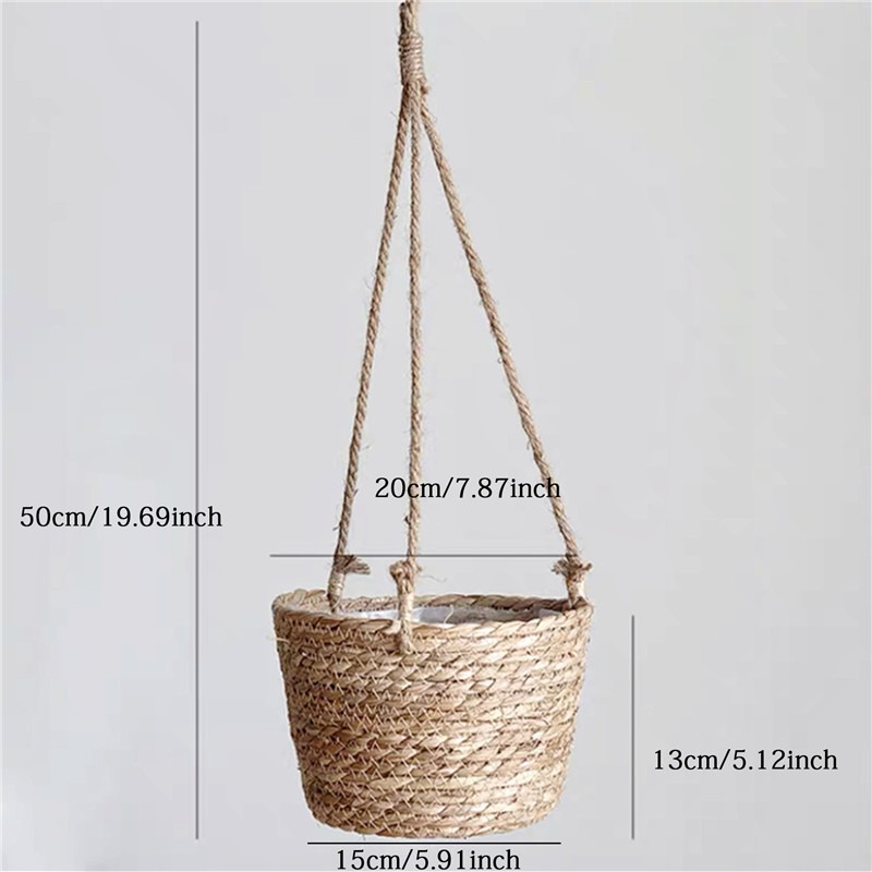 Macetero colgante de macramé para jardín, cesta de almacenamiento de plantas, cuerda de yute tejida para interior y exterior, soporte para maceta de flores, colgadores de plantas, decoración del hogar