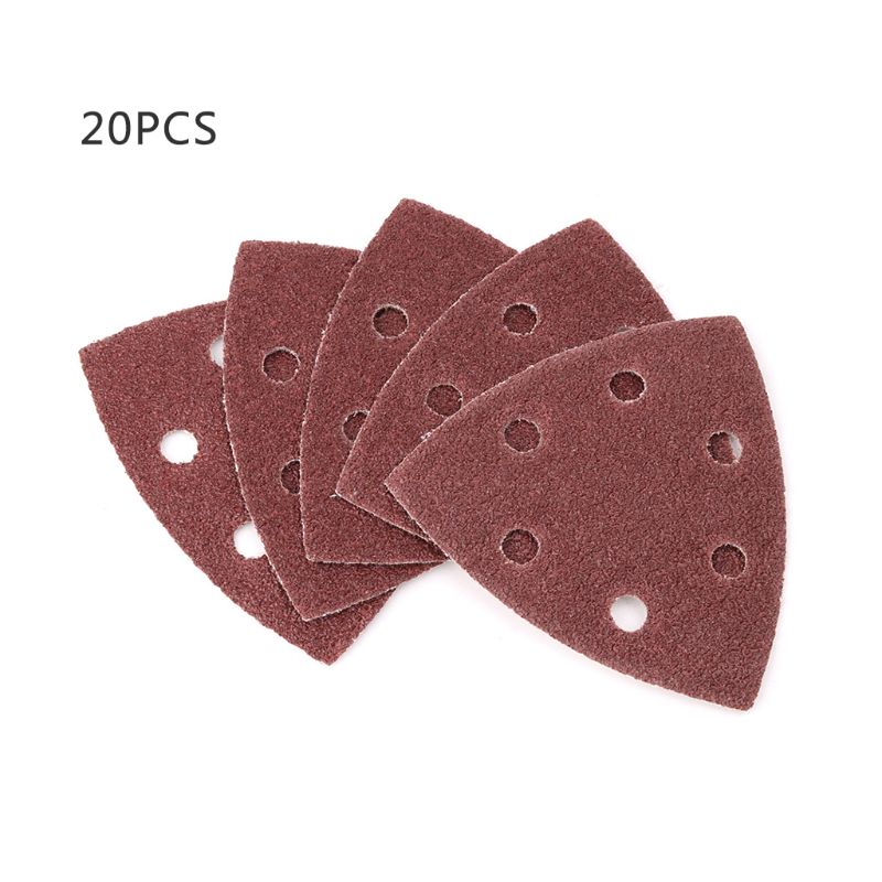 Papel de lija Triangular de 20 piezas, grano de 40-240 triángulo, 90mm, 3,54 pulgadas, papel de lija adhesivo, disco de lijado de pulido, herramientas abrasivas