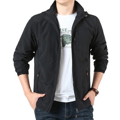 Chaqueta impermeable de exterior para hombre, cortavientos de viaje, para acampar, senderismo, AM388: black / Asian Size 3XL
