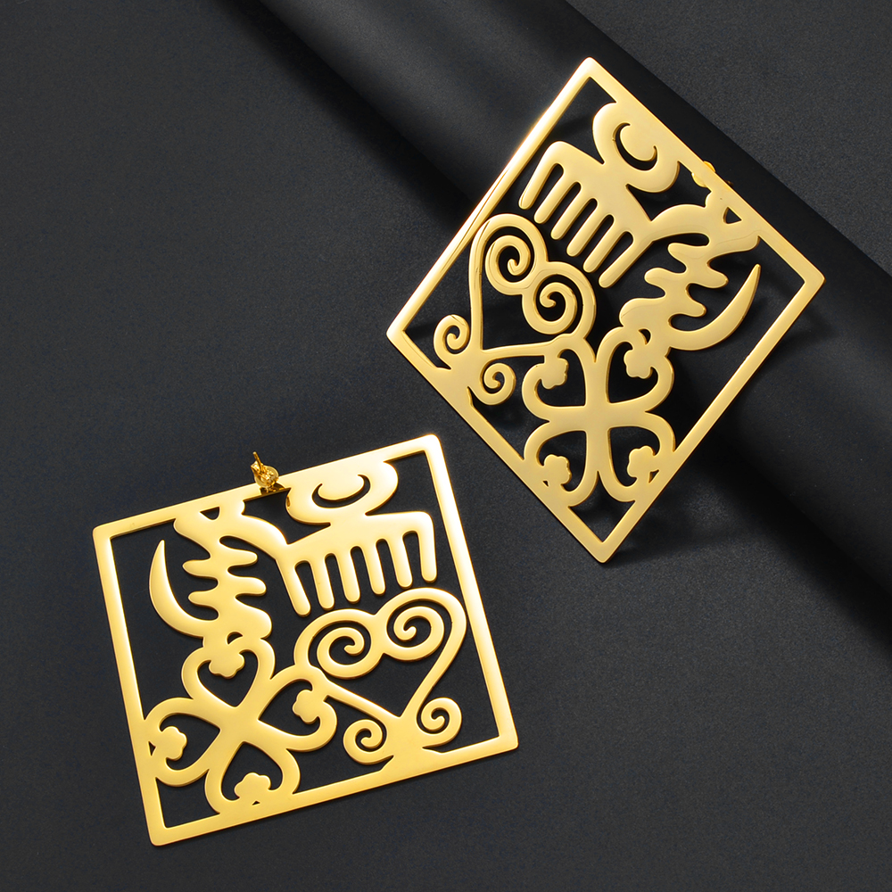 Anniyo 7CM Exaggerated Traditional Symbol Big Earrings African Ornaments Ancient Egyptian Jewelry Gye Symbol Ankara #320321