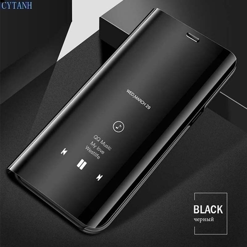 Samsung A52 przypadki inteligentne lustro odwróć magnetyczny stojak książka telefon pokrywa dla Samsung Galaxy Sam Sung A 52 52a 6.5 &#39;&#39;zderzak Coques: Black / for samsung a52 4G