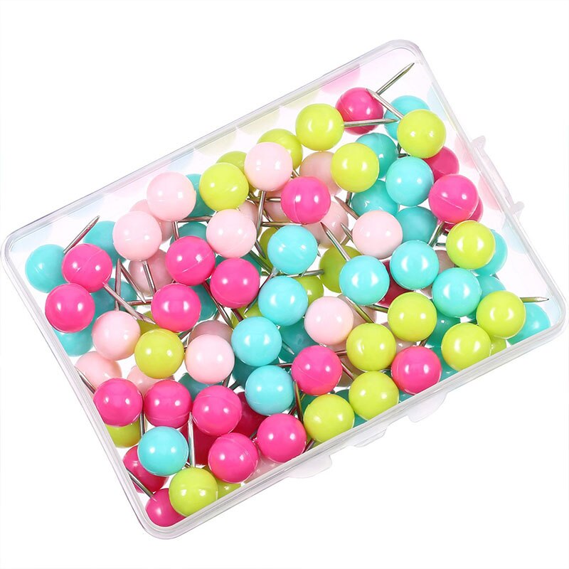 Chinchetas de bola de bolitas para manualidades, bonitas chinchetas de colores caramelo, Decoración práctica artesanal, accesorios de alfileres fijos, 100 Uds.