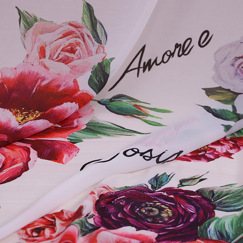 Grote bloem brief gedrukt chiffon stof, zachte chiffon dunne stof voor jurk, lange strand jurk chiffon kleding tissue stof