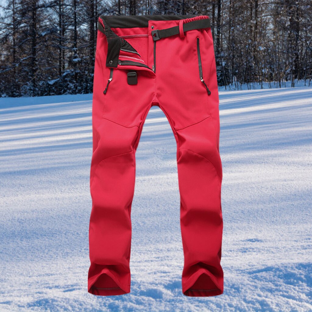 Womens Ski Broek Geïsoleerde Sneeuw Broek Dikke Warme Fleece Gevoerde Broek Soft Shell Voor Ski Vissen Wandelen Reizen Vrouwen: Deep red