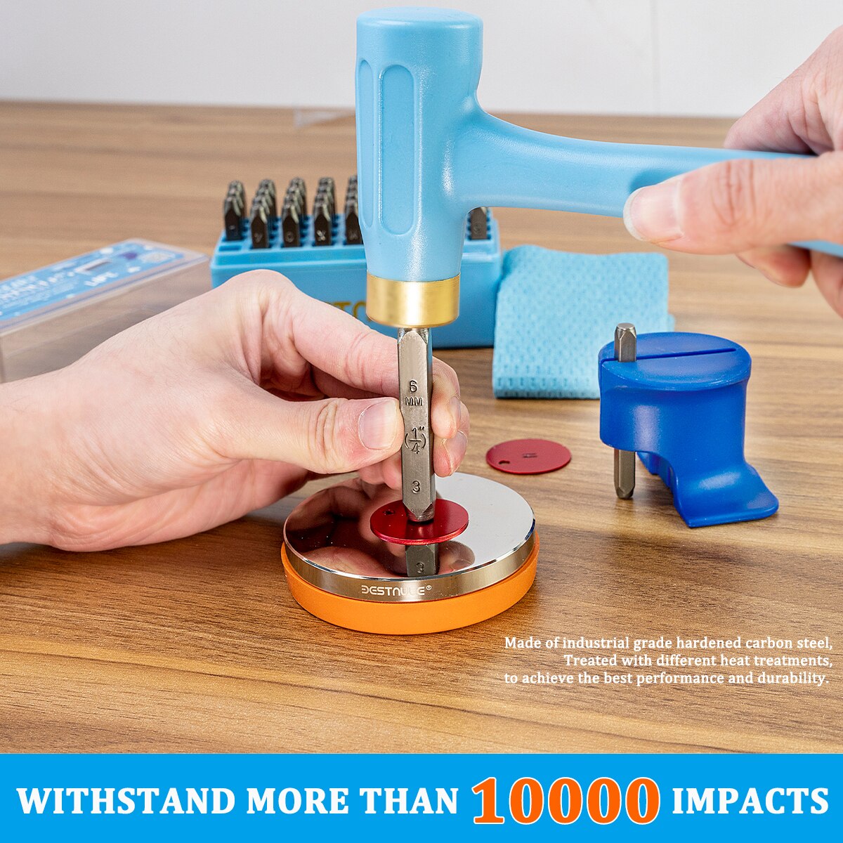 Bestnule metall stansehammer, t-krok formet struktur, herdet karbonstål metall dekket med pp propylen