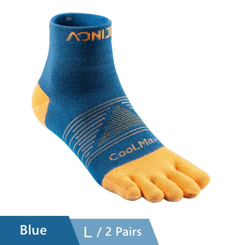 AONIJIE 2 Pairs Außen Socken Schnell Trocknend Fünf Kappe Socken Tragbare Toesocks Für Camping Wandern Trail Running Jogging E4810 E4806: Blue L Size