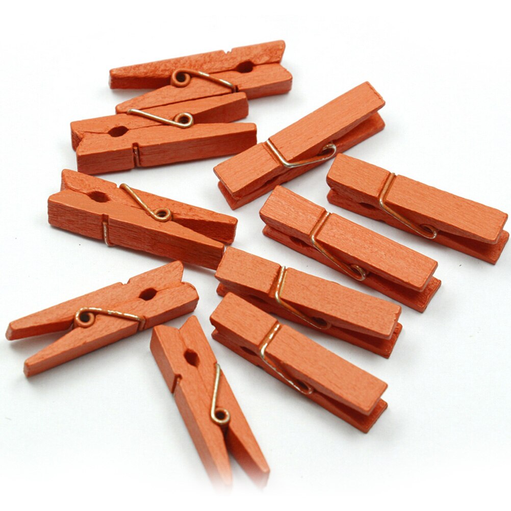 20Pcs Kleine Mine Size 35Mm Mini Natuurlijke Houten Clips Voor Foto Clips Wasknijper Craft Decoratie Clips Pinnen: Orange