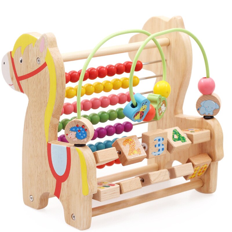 MamimamiHome Baby Houten Educatief Speelgoed Multi-functionele Kralen Trojan Horse Leren Combinatie Wiskunde Speelgoed
