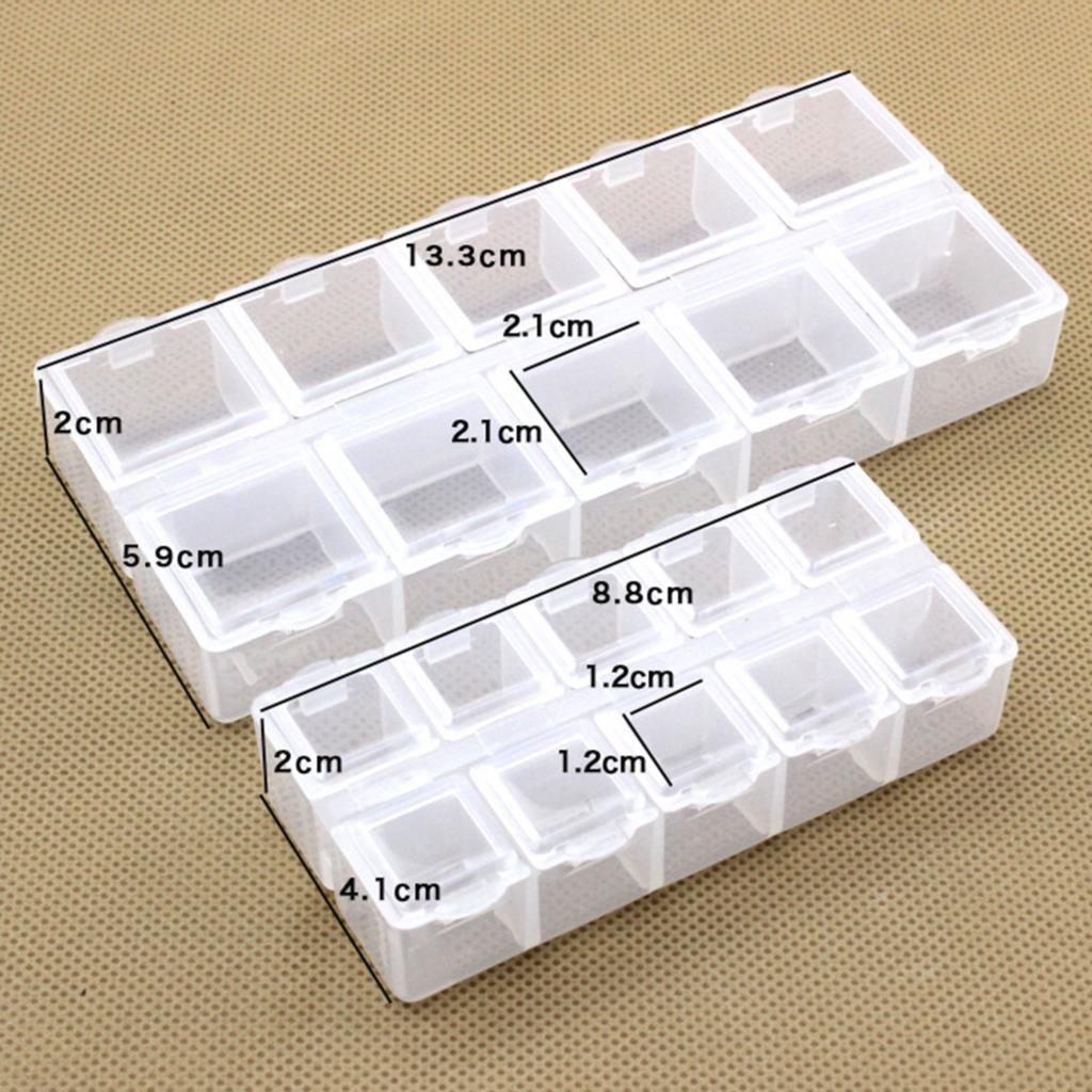 Clear Plastic Organizer Case 10 12 14 Compartments Jewelry Beads Display Storage Box: 88X41X20mm