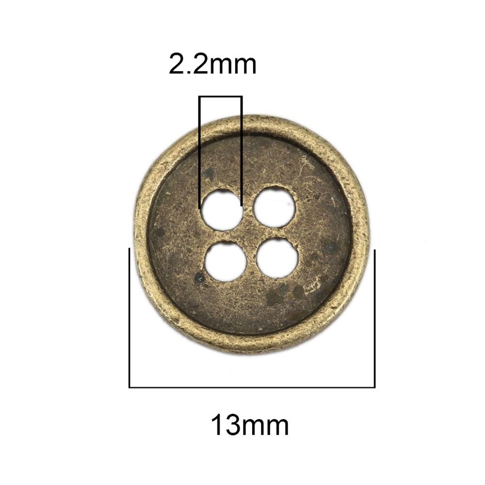 Zink metal legering syning knap metal knapper runde antik bronze 4 huller cadmium fri 13mm( 4/8 ") dia ,9 stk