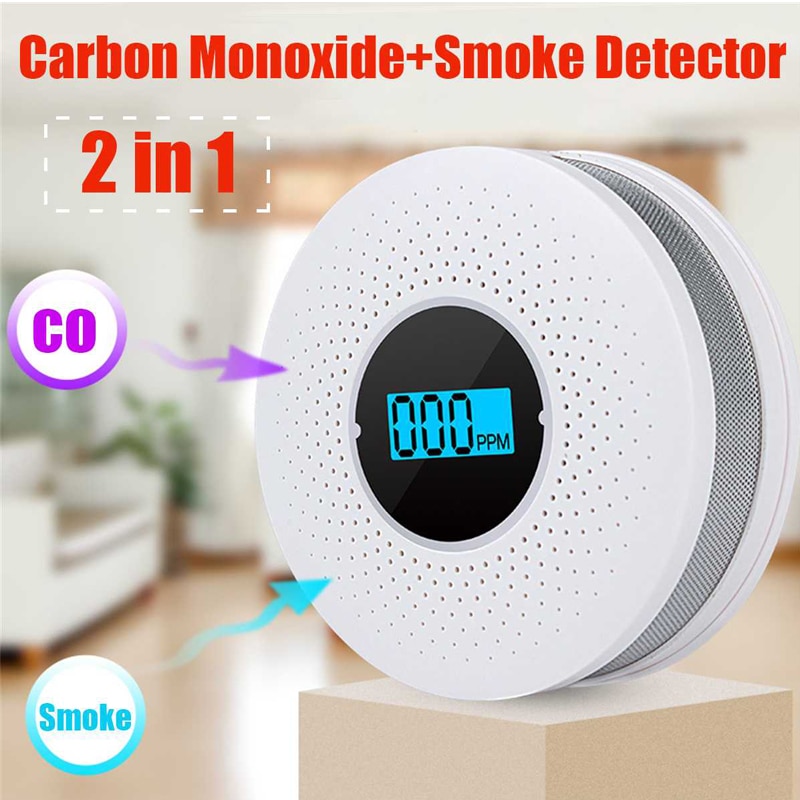 Combination Smoke and Carbon Monoxide Detector with Display Smoke CO Alarm Detector LCD CO Sensor 100dB siren sound