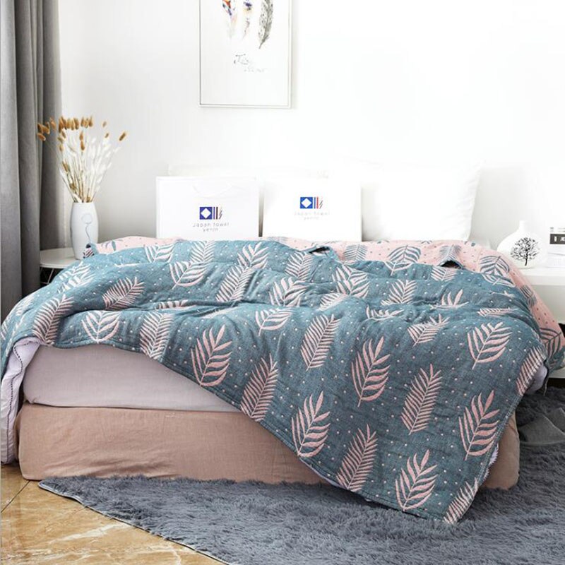 Bomull reaktivt tryck tång sommarfilt sängöverdrag soffa resor andas stor mjuk slängfilt luftkonditionering filt: Rosa / 150 x 200cm